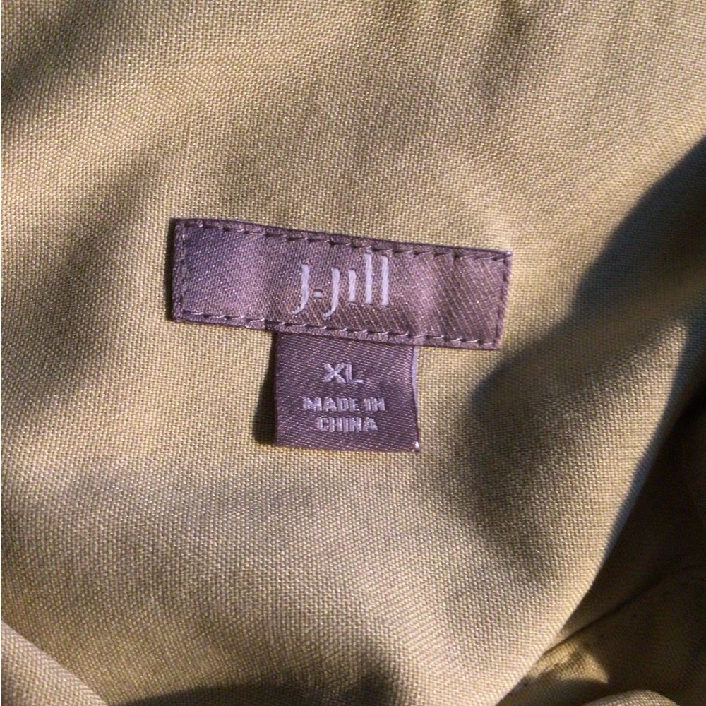 J. Jill Lime Yellow Green Button-Up Tunic Shirt 100% Silk Lagenlook - Picture 8 of 10